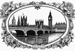 map of England with Big Ben tattoo idea
