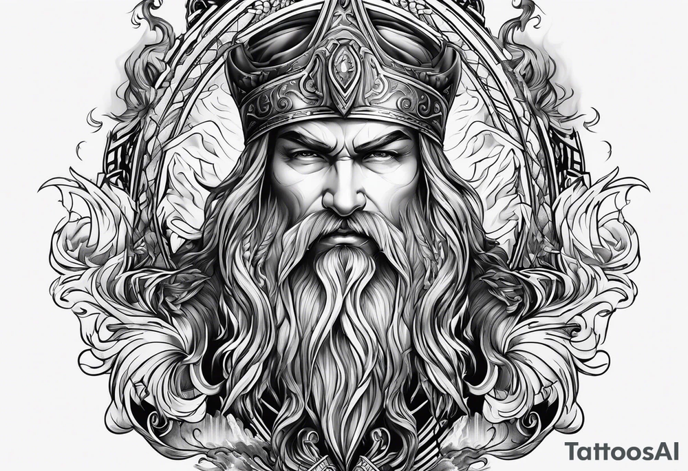 Valhalla mist fog lightning tattoo idea