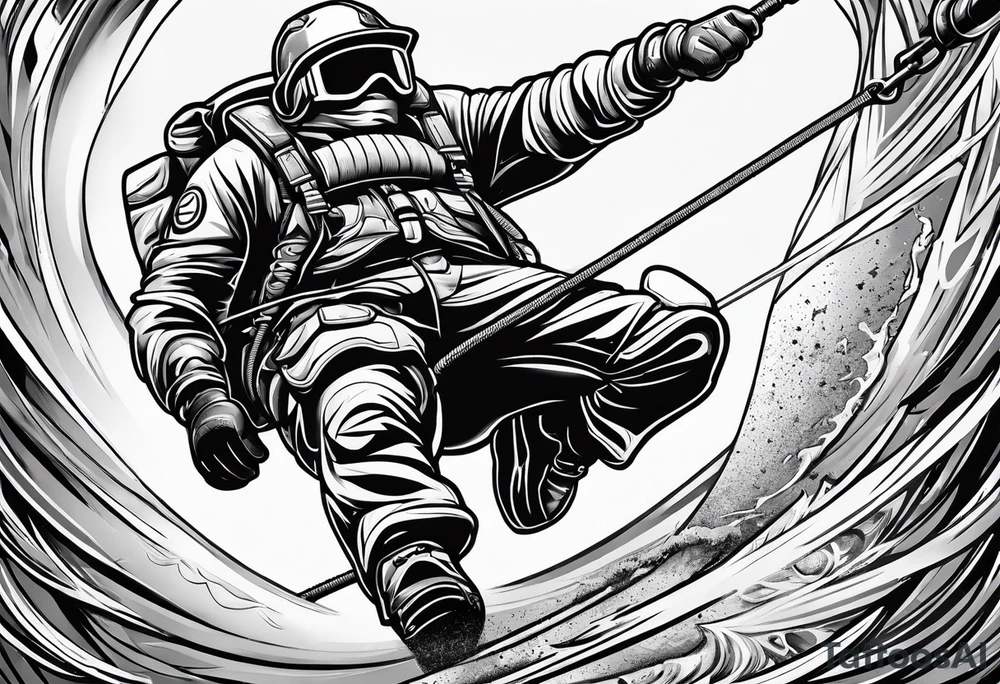 Abseiler sand blasting tattoo idea