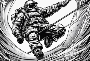 Abseiler sand blasting tattoo idea
