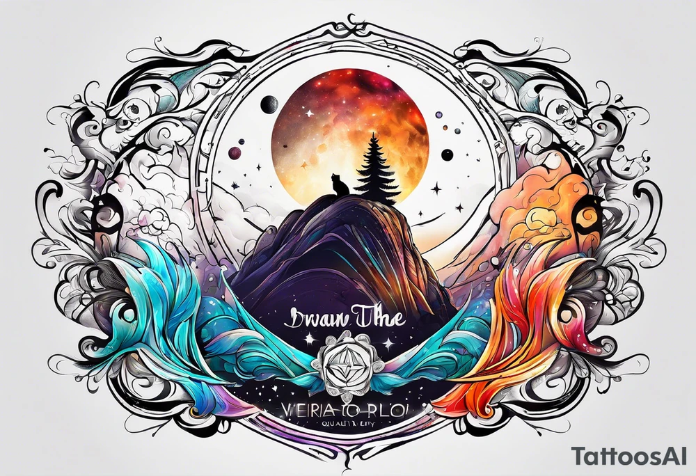 I want the name "Drew" with a space background tattoo idea