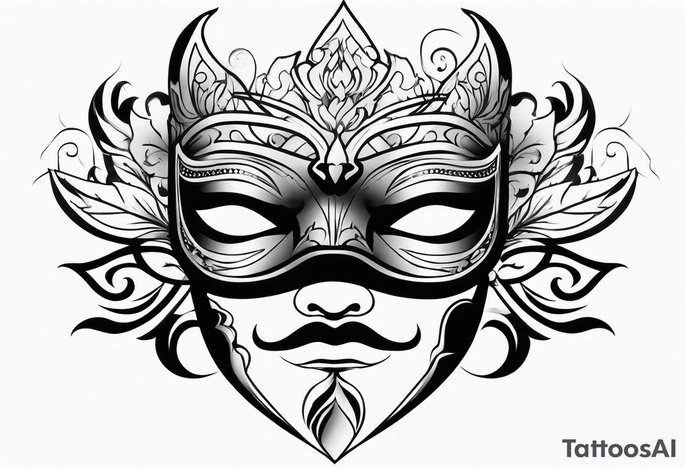 Male masquerade mask with smoke tattoo idea