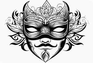 Male masquerade mask with smoke tattoo idea
