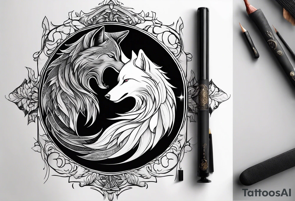 good wolf and bad wolf. Ying Yang style tattoo idea