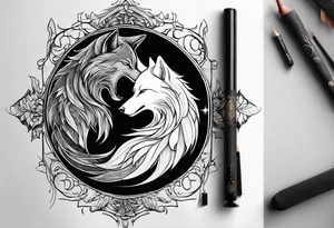 good wolf and bad wolf. Ying Yang style tattoo idea
