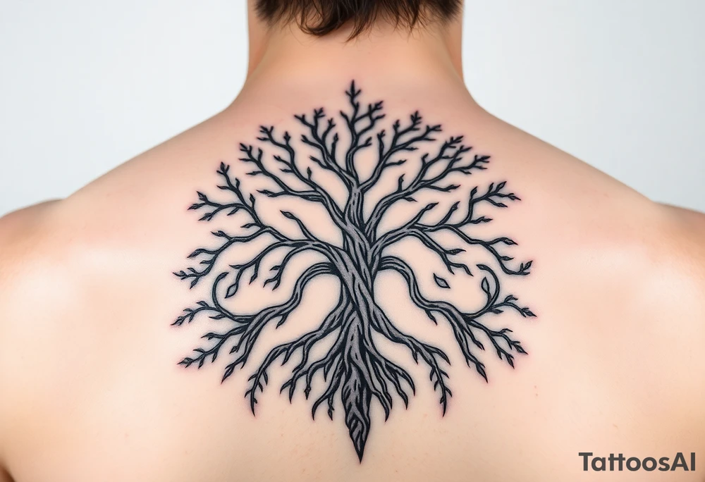 Kabbalah tree of life sephirot ten roots branches - a lively organic style combined with the official scheme of sephirot tattoo idea