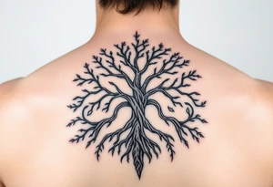 Kabbalah tree of life sephirot ten roots branches - a lively organic style combined with the official scheme of sephirot tattoo idea