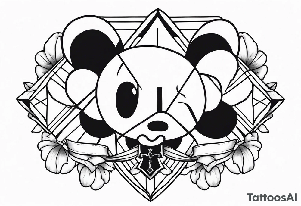 Clouds triple cross kaws flower cross clock tattoo idea