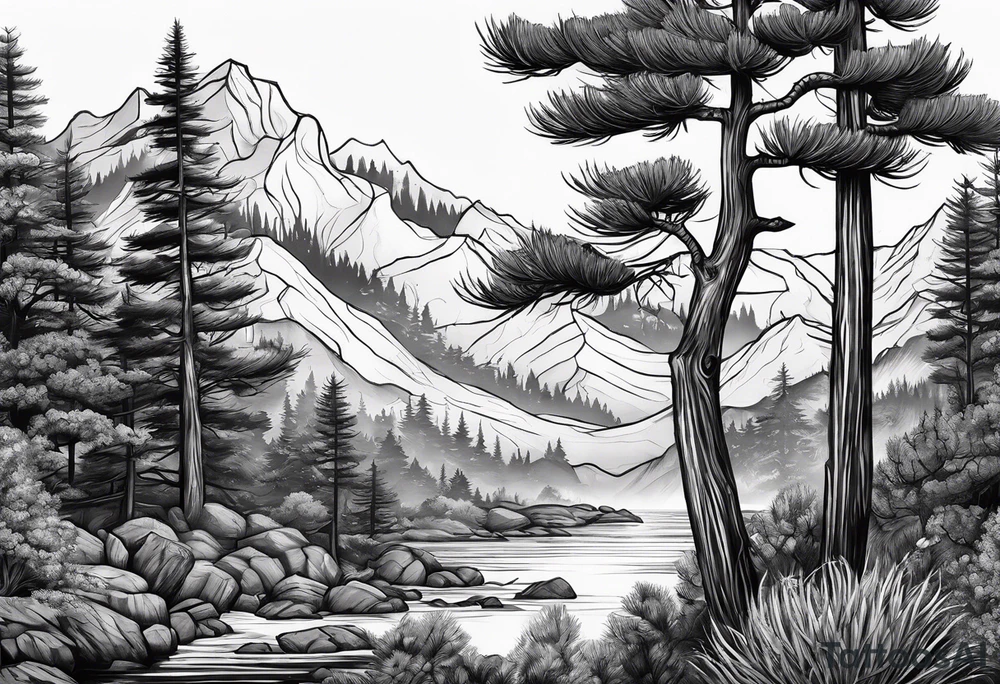 red pine tattoo idea