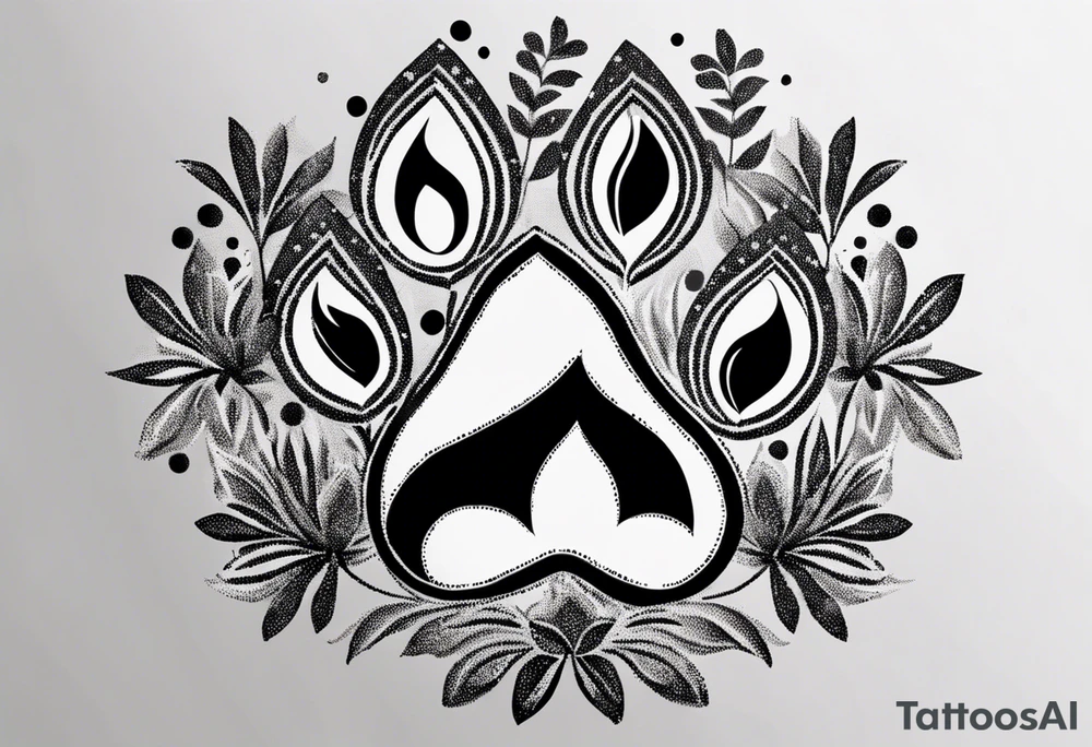 Paw print made with flowers tattoo idea
