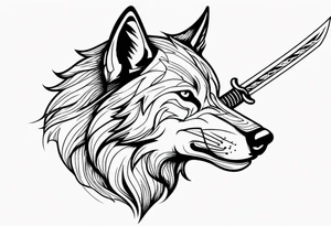 wolf head with katana tattoo idea