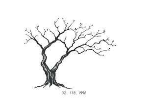 easy windy tree with date 02.18.1998 tattoo idea