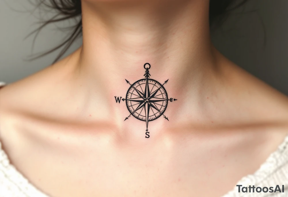 Typewriter-style black font with a faint sepia-toned compass in the background. tattoo idea