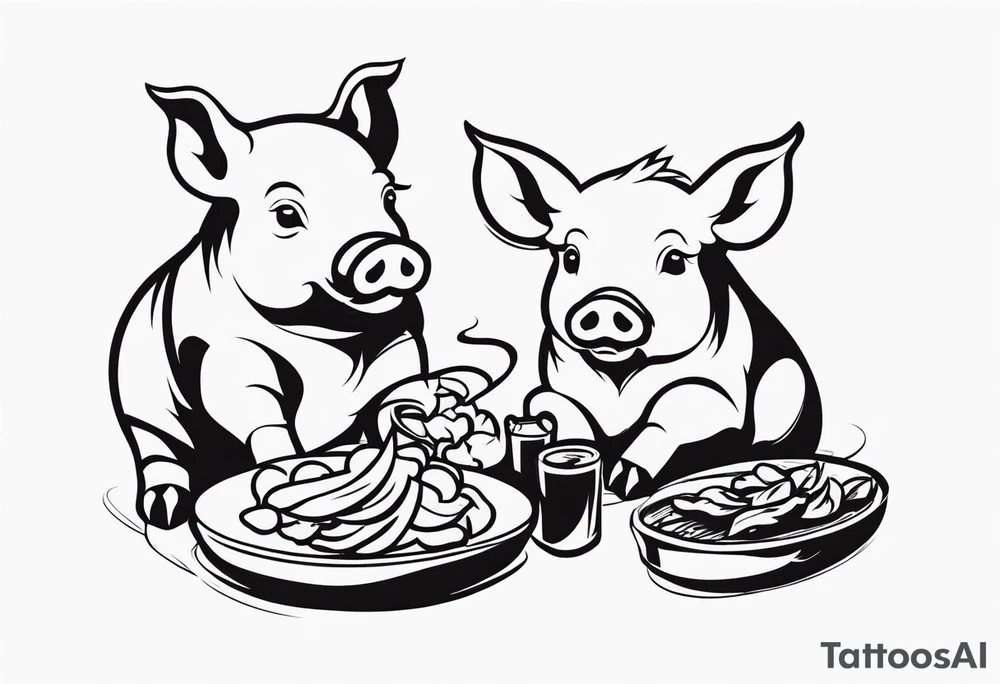 pigs  eating bacon tattoo idea