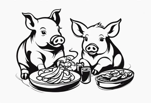 pigs  eating bacon tattoo idea