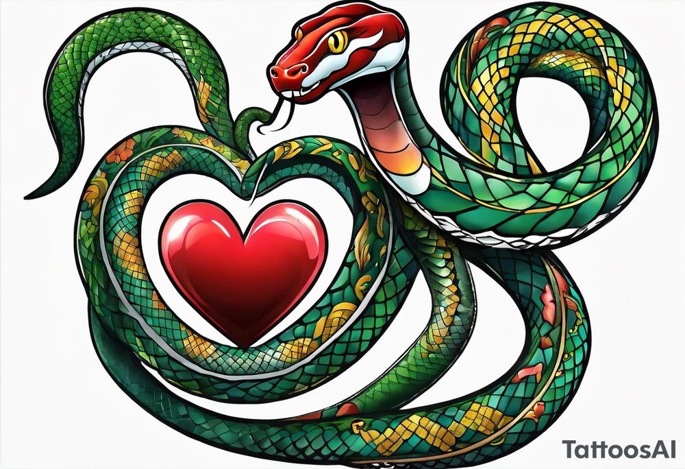 snake around a heart tattoo idea