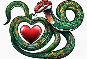 snake around a heart tattoo idea