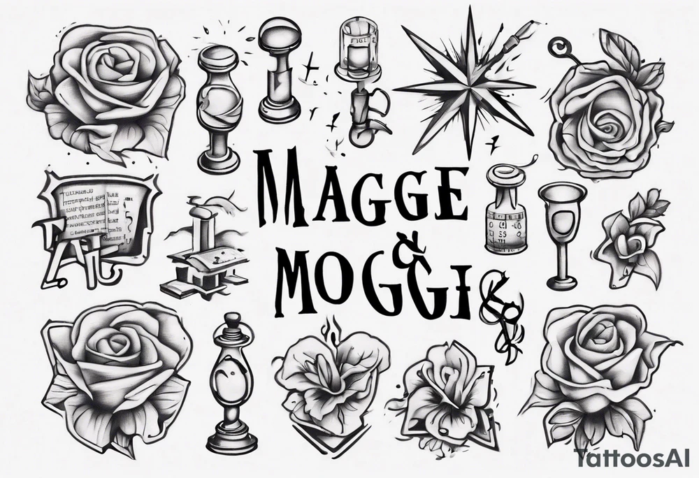 The words Maggie and Lucas in a crossword puzzle tattoo idea