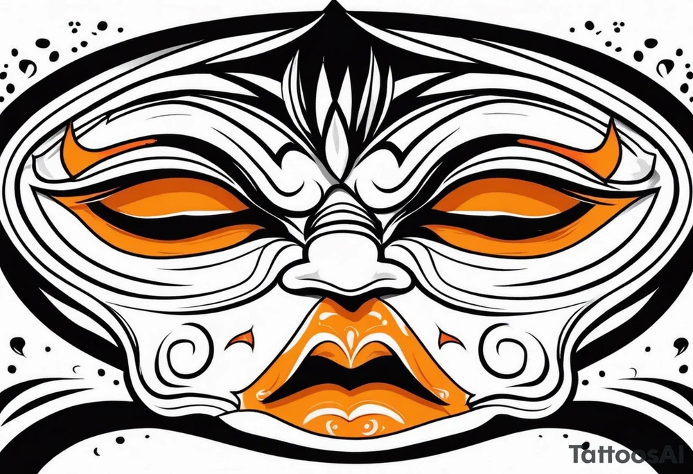 Crying mask that is orange and black tattoo idea