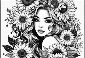 I’m a capicorn I love sunflowers, stars and set sunsets I also think a cassopiea consultation  is tired to me name starts with a W I have 3 kids 1 boy and 2 girls tattoo idea