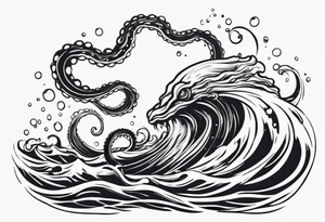 The tentacles of a kraken coming out of the water tattoo idea