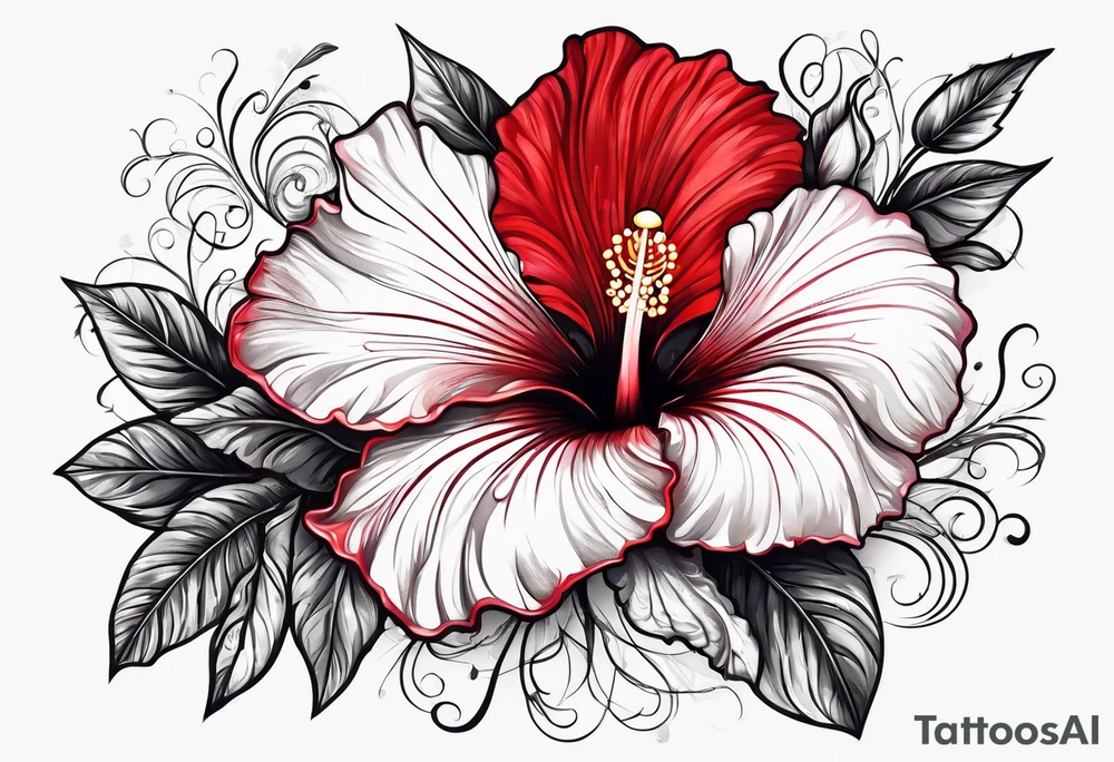 Red, hibiscus tattoo idea