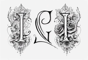 Needle and thread tracing two initials tattoo idea