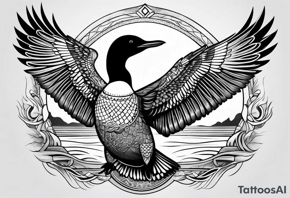 A loon with its wings spread looking badass and tough tattoo idea A loon with its wings spread looking badass and tough tattoo idea