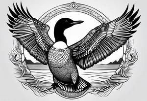 A loon with its wings spread looking badass and tough tattoo idea