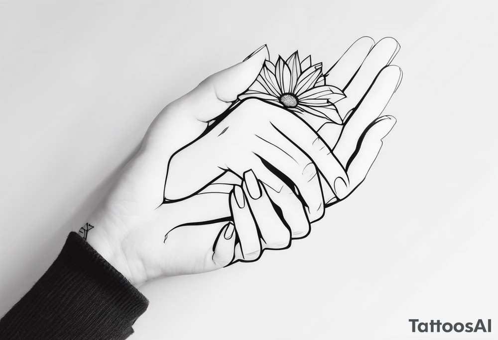 Girl in a man's hand tattoo idea