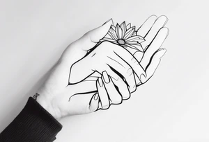 Girl in a man's hand tattoo idea