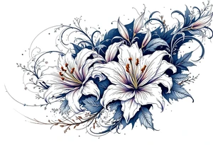 delicate lilies swirling in frost with petals tattoo idea
