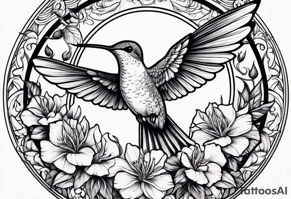 Small fine line hummingbird tattoo idea