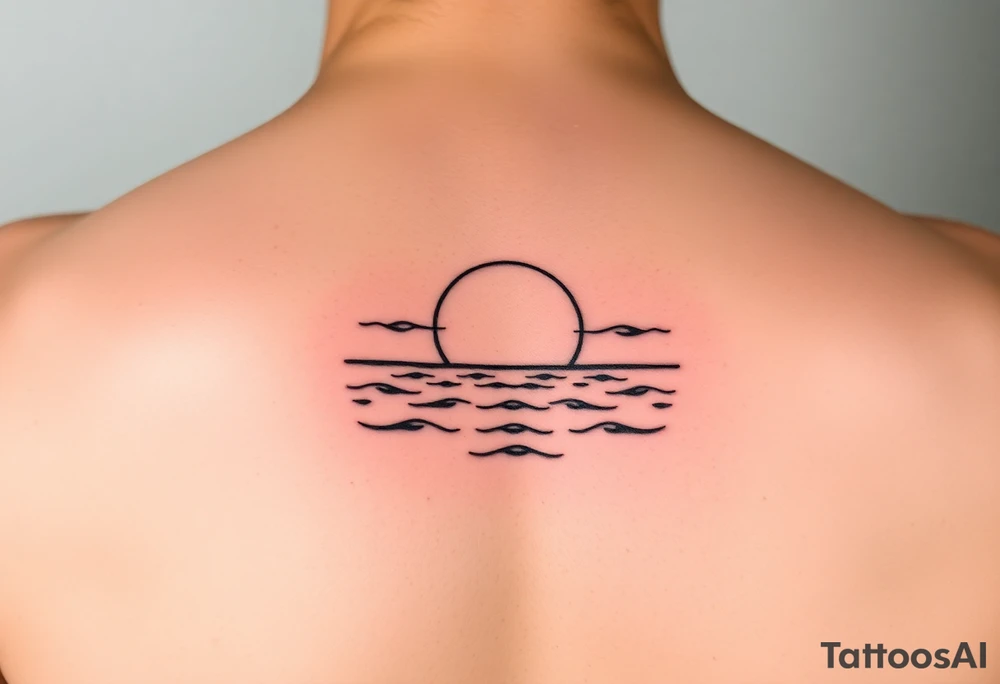 Sunset with ocean tattoo idea