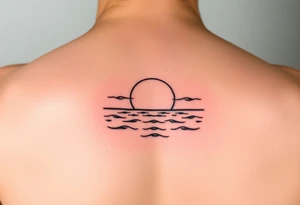 Sunset with ocean tattoo idea