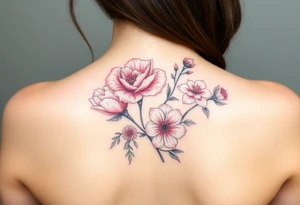 Carnation rose lily luster and aster flower tattoo idea