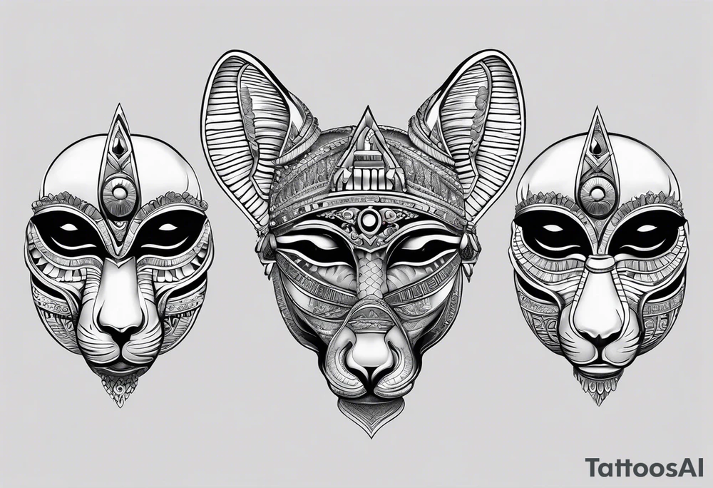 hear no evil, see no evil, speak no evil egyptian
eyes covered, ears covered, mouth covered tattoo idea