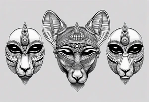 hear no evil, see no evil, speak no evil egyptian
eyes covered, ears covered, mouth covered tattoo idea