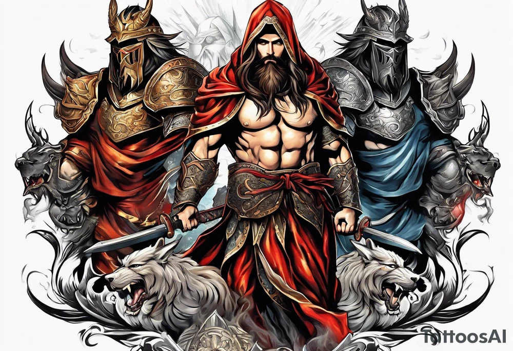 The armor of Jesus Christ fights off demons tattoo idea