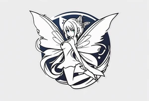 A fairy with a tail that is the fairy in the Fairy Tail anime guild logo tattoo idea