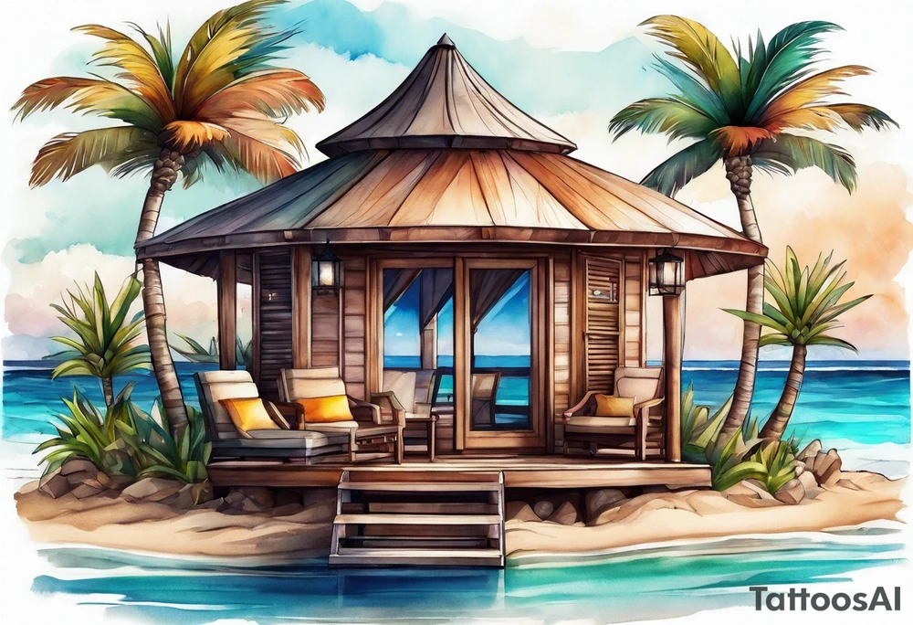cabana on a beach tattoo idea