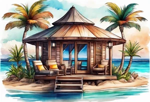 cabana on a beach tattoo idea