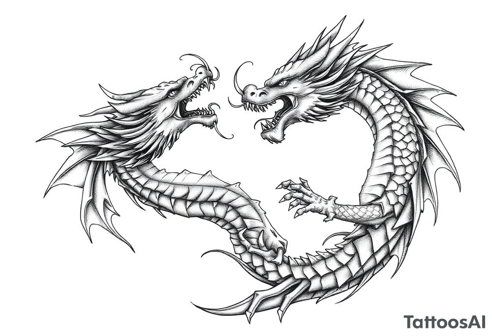 roaring dragons tattoo idea