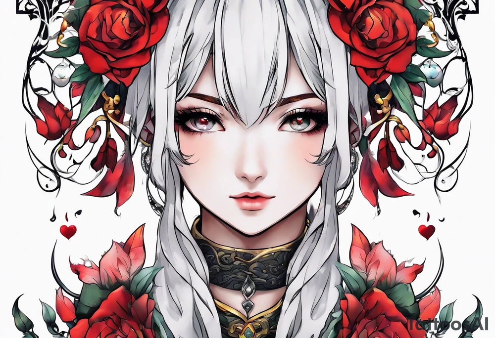 Anime tattoo that goes on my back, along my spine tattoo idea
