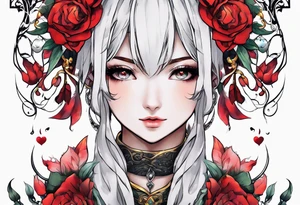 Anime tattoo that goes on my back, along my spine tattoo idea