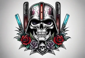 Light saber skull tattoo idea