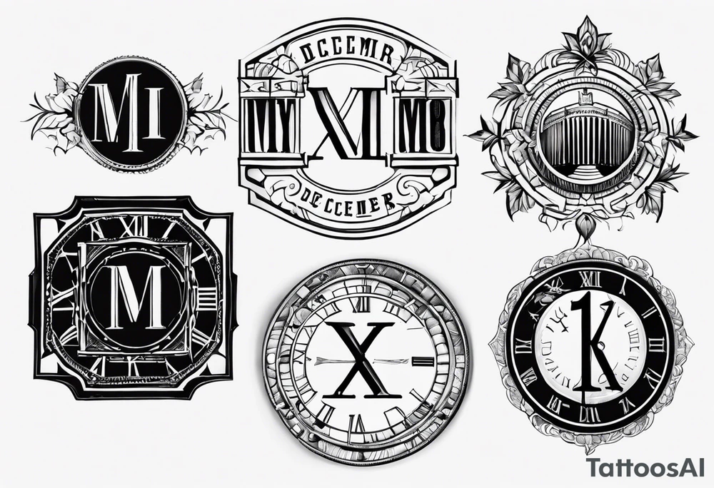 Roman numerals of December 27th 1950 with some sort of baseball design for forearm tattoo idea