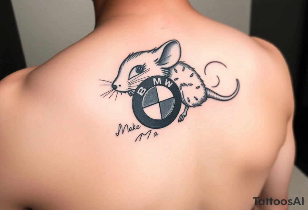 Make ma a mouse driving bmw tattoo idea