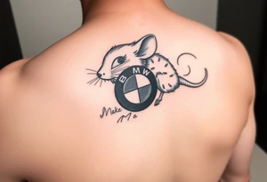 Make ma a mouse driving bmw tattoo idea
