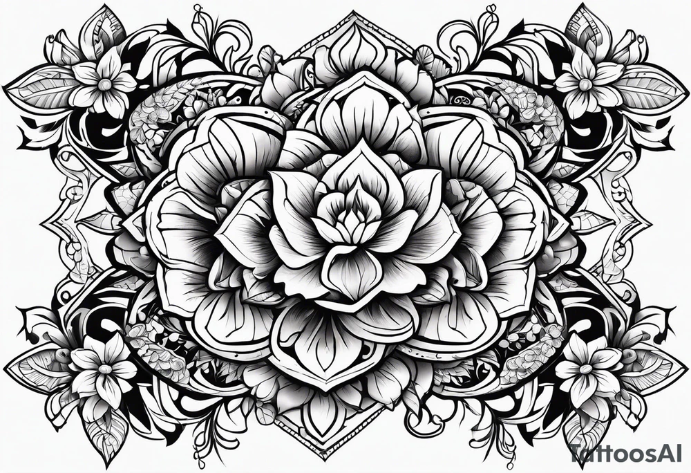 Moko with only flowers and patterns tattoo idea